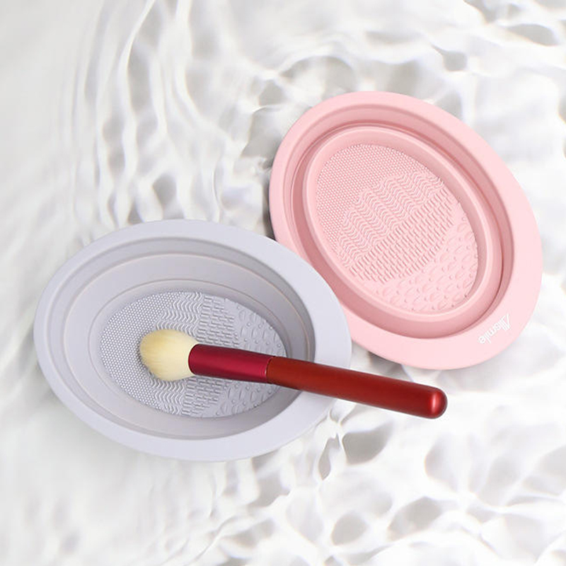 Cepillo de maquillaje de silicona Estera de limpieza, tazón de limpieza de pincel de maquillaje plegable