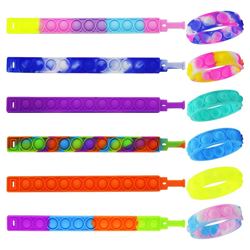Push Bubble Kids Fidget Toys, Adultos Silicone Fidget Puft Pulsera Pop